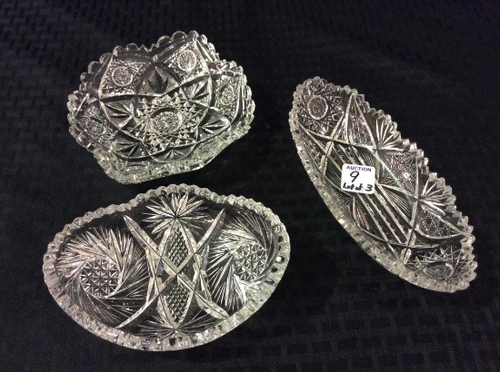 Lot of 3 Sm. Cut Glass Dishes