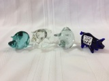 Lot of 4 Various Glass Pigs Including