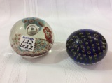 Lot of 2 Lg. Glass Paperweights