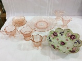 Lot of 8 Including 7 Pink Depression Glass