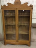 Antique Glass Doored Oak Cabinet