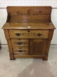 Spoon Carved Antique Commode Cabinet