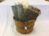 Bushel Basket w/ 4 Various Rag Rugs