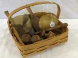 Wood Basket Filled w/ Various Primitive Wood