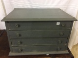 Grey Paint 4 Drawer Primitive Cabinet