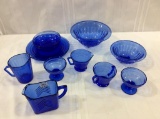 Lot of 12 Cobalt Blue Glassware Pieces