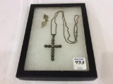 Ladies Sterling Silver Cross Pendant w/ Chain