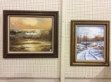 Lot of 2 Framed Oil Paintings-Seascape