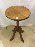 Oak Round Pedestal Stand (Approx. 25 Inches