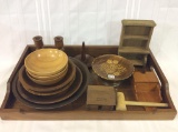 Lg. Group of Wood Items Including Lg. Tray,