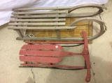 Lot of 3 Various Primitive Wood Sleds-Used