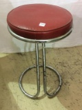 Deco Chrome Stool w/ Red Vinyl Seat
