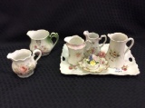 Lot of 8 Floral Painted Pieces Including 5 Various