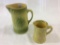 Lot of 2 Green Stoneware Pitchers