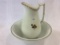 White Ironstone Tea Leaf Design Pitcher & Bowl-
