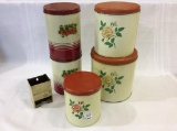 Group w/ 2-Tin Cannister Sets & Match Holder