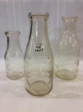 Lot of 3 Milk Bottles Including 2-One Quart-