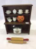 Child's Doll Wood Kitchen Cabinet