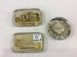 Lot of 3 Glass Paperweights Including