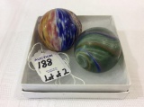 Lot of 2 Lg. 2 Inch Swirl Marbles-