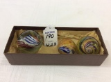 Lot of 3 Swirl Marbles (1 1/4. 1 1/2 & 2 Inches)