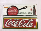 Lot of 2 Contemp. Porcelain Coca Cola Signs