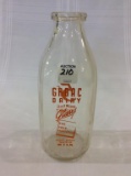 Grbac Dairy One Qt. Milk Bottle From Depue, IL