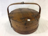 Vintage Primitive Round Covered Box w/ Handle