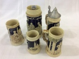 Lot of 5 Germany Various Size Steins