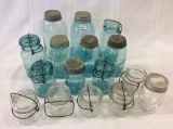Lot of 16 Various Fruit Jars-Mostly Ball & Mostl