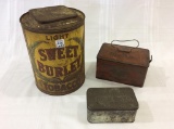 Lot of 3 Various Tobacco Tins Including Lg.