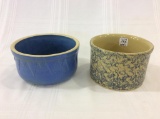Lot of 2 Stoneware Crock Bowls- Including Blue