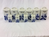 Ten Piece Blue & White Dutch Design Cannister