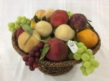 Lg. Woven Pedestal Fruit Basket Filled w/ Mostly