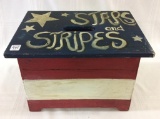 Sm. Wood Americana Painted Stool-Stars & Stripes