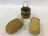 Lot of 3 Hand Woven Wall Hanging Baskets