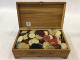 Wood Box w/ Vintage Poker Chips