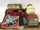 Box of Toys Including New Schylling DC-3