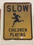 Metal Sign-Slow Children's Playing (Used Condition