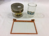 Lot of 3 Including 2-Glass Tobacco Jars-One w/Lid