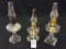 Lot of 3 Miniature Glass Kerosene Lamps w/