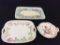 Lot of 3 Floral Painted Dresser Trays One