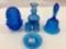 Lot of 6 Blue Glassware Pieces Including