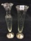Lot of 2 Glass Etched Vases w/ Sterling Silver