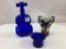 Lot of 3 Cobalt Blue Pieces Including Violin