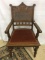 Upholstered Seat Cane Back Arm Chair