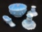 Lot of 4 Blue Fenton Pieces Including Bowl-