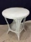 Vintage Round White Wicker Table w/