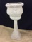 Tall White Wicker Two Piece Pedestal Plant Stand