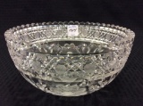 Floral Etched Cut Glass Bowl